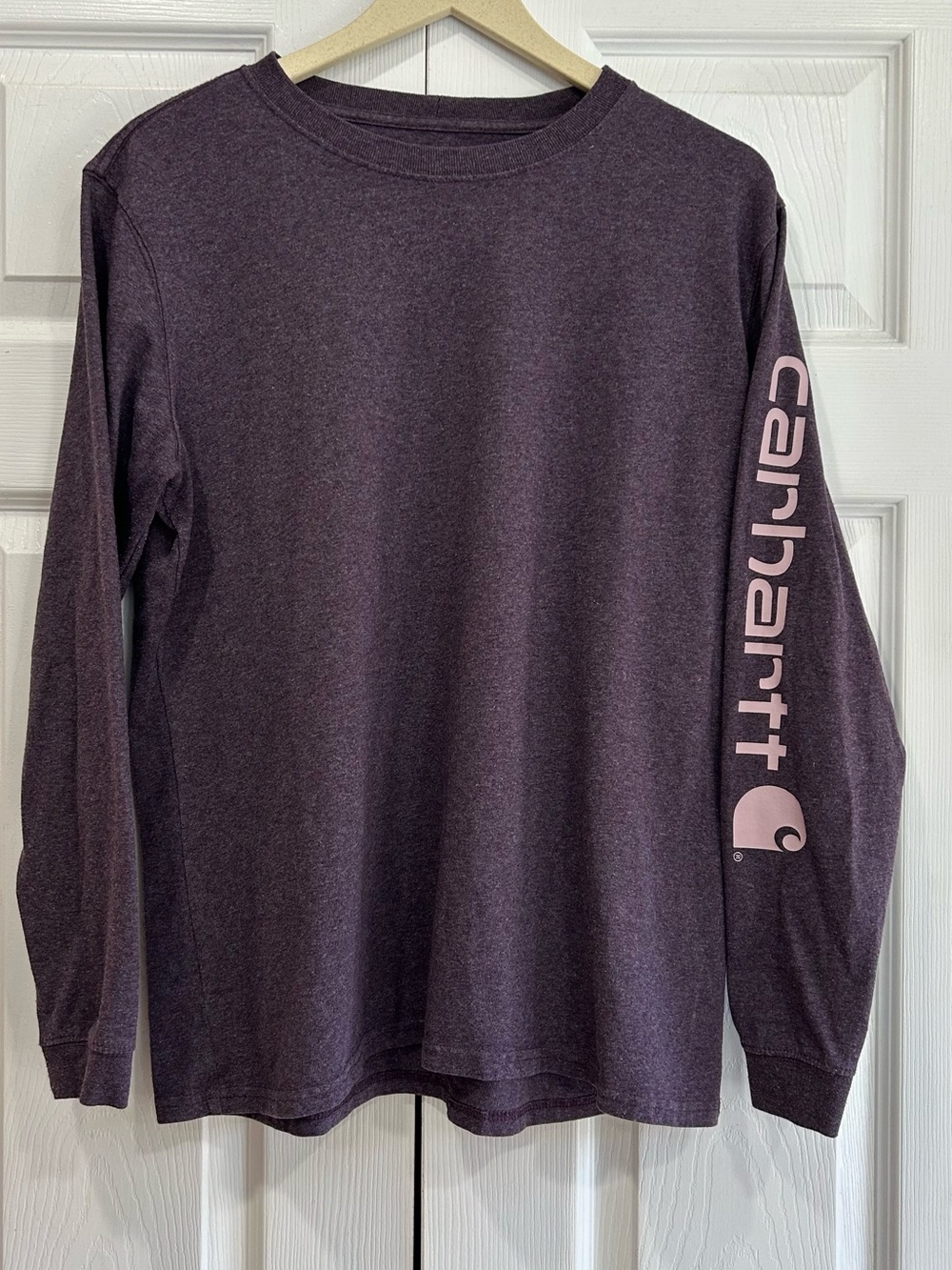 Carhartt Loose Fit Purple Logo Crew Neck Long Sleeve Tee Womens Large Durable